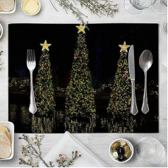 Banemi Xmas placemat, placemat komplekts 4 gaismas Ziemassvētku eglītes placemats svētku galdam 32X42cm