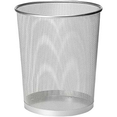 2 Ur Door Metal Mesh Waste Paper Bin Round Lightweight Round Kitchen Bathroom Bedroom Dormitory Office - Measures 27 x 23.5 x 23.5 cm (Silver, 1)