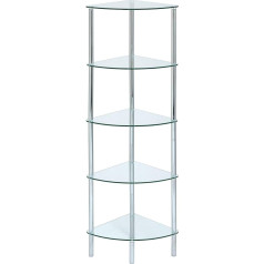 Aspect Polo 5 Tier Corner Display Shelving Unit, Glass, Clear
