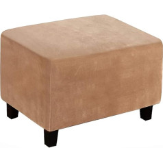 Nopexto Osmaņa slipcover, Real Velvet plīša Stretch Osmaņa slipcover, High Stretch Velvet Foot Stool Protector Cover kājbalsts, Osmaņa mēbeles (liels, haki)