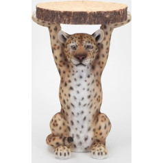 Bits And Pieces - Majestic Leopard Side Table - Hand Painted Polyresin Home or Garden Decor Side Table