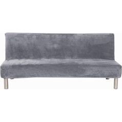 ‎Aisaving Dīvāns Slipcover Velvet Plush 3 sēdvietas ziemas bieza stiept auduma dīvāns gultas segums vienkrāsains neslīdošs elastīgs piemērots saliekamajam dīvānam bez roku balstiem sudraba pelēks