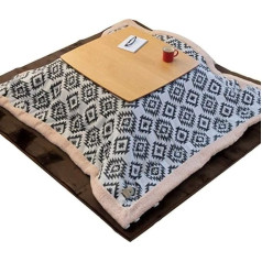 Wbjlg Apkures galds Tatami Kotatsu galds, salokāms japāņu stila uzglabāšanas sildītājs Tatami Kotatsu japāņu krāsns galda komplekts ar plīša segu ērtu paklāju Kotatsu sildītājs