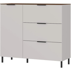 Alkove Amazon Brand - Alkove Kastoria Chest of Drawers with 3 Drawers and One Door, Cashmere / Walnut Replica, 109x98x40