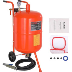 VEVOR smilšu spridzināšanas iekārta, 75L smilšu spridzināšanas iekārta, 60-125 PSI pārvietojamā smilšu spridzināšanas iekārta ar piederumiem, 2,4 mm, 2,7 mm, 3,2 mm, 3,6 mm keramikas sprauslas smilšu strūklas caurule, 3 m šļūtenes garum