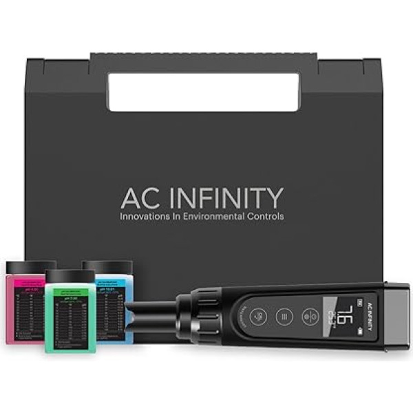 AC Infinity pH mērītājs PRO Kit, augstas precizitātes digitālais pH mērītājs ar ± 0,01 pH precizitāti un maināmu zondi, barības vielu testa pH mērītājs ūdens hidroponiskajiem augiem, dārzkopībai, akvārijiem,