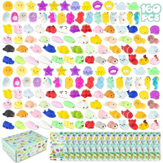 BONNYCO Mochi Squishy Set Party Bags Bērnu dzimšanas dienas svinību dāvanas 160 gabaliņi Mazas dāvanas bērniem Bērnu dzimšanas dienas svinību dāvanas Bērnu dzimšanas dienas dāvanu komplekts Pinata pildījums