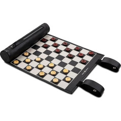 Melia Games Lady to Roll – Travel Lady Made of Finest Genuine Leather with Handmade Wooden Tiles (Black and White)