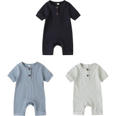 amropi Baby Girls' Romper Pack of 3 Short Sleeve Sleepsuit Cotton Pyjamas for 0-18 Months