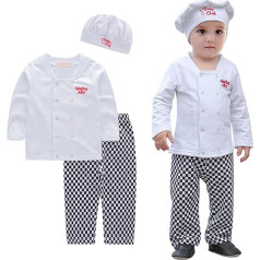 AGQT Baby Boys Chef Halloween kostīms Chef apģērbs, ieskaitot šefpavāra jaku cepēja cepure bikses 9 mēneši - 5 gadi