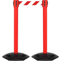 FLEXIBARRIER Safety Barrier Stand, 5 m Belt Length, Barrier Stand, Barrier Tape, Barrier Posts, Set of 2