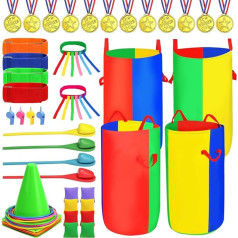 FHzytg 58 gabali āra dārza spēles spēles bērniem pieaugušajiem Ring Throw Set Sack Bouncing Bags Egg Running 3 Leg Race Medaļas rotaļu laukuma bumbiņas Bērnu dzimšanas dienas ballītei Ģimene