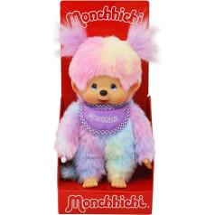 Sekiguchi 242153 Oriģinālā Monchhichi meitene, plīša rotaļlieta ar krūšutēlu un lencītēm, aptuveni 20 cm, no krāsaina plīša, mīļa rotaļlieta