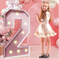 imprsv 90cm Rose Gold Marquee Numbers DIY Luminous Numbers 21. dzimšanas dienā Rose Gold Party Decorations Anniversary Party Decorations Mosaic Number 2 Pre-Cut