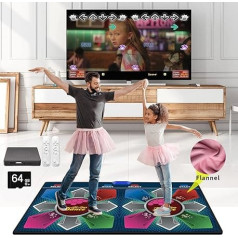 Musik-Doppel Tanzmatten für Kinder und Erwachsene, 64 GB Speicherkarte, Fitness-Tanzspiele mit MV/3D/Cartoon-Dance-Mode, 899 Spiele und 650 Songs,75 MVs für HDMI-TV-Spaß, Senior-Flanell-Material