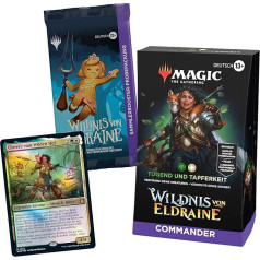 Magic: The Gathering Wilderness by Eldraine Commander Deck - Virtue and Bravery (100 kāršu komplekts, kolekcionāra papildpakeete ar 2 kartēm + aksesuāri) (vācu versija)