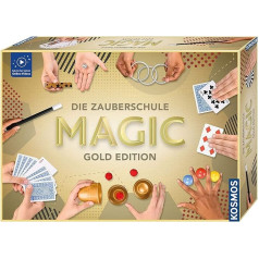 Kosmos Die Zauberschule Magic Gold Edition (vācu valodā), 150 burvju triki no vienkāršiem līdz sarežģītiem, daudzi burvju piederumi, burvju kaste bērniem no 8 gadiem un iesācējiem, ieskaitot skaidrojošus tiešsaistes videoklipus (angļu valoda