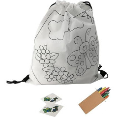 FUN FAN LINE - Set of children's backpacks for painting + temporary tattoos. Ideal packaging for gifts and parties for children's birthdays., butterfly, Rucksack