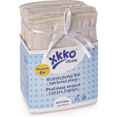 XKKO Salokāmās autiņbiksītes - 100% organiskā kokvilna - (6 gab.) - jaundzimušajam / jaundzimušajam (ar dzeltenu aploku) - 29 x 30,5 cm (2-5 kg) - Muslīna autiņbiksītes Autiņbiksītes Muslīna salokāmās autiņbiksītes Prefold California Napp