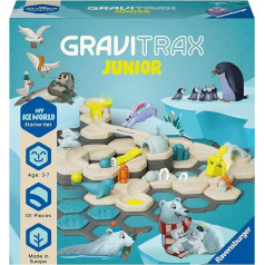 Ravensburger GraviTrax Junior Starter Set L Ice - izvelkamais marmora skrejceļš bērniem, videi draudzīgu materiālu marmora skrejceļš ar tematiskām pasaulēm, izglītojoša rotaļlieta un konstruktors no