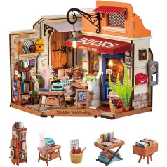 Rolife Dollhouse stūra grāmatnīca DIY Miniature House Construction Kit Dollhouse koka modeļu komplekts ar mēbelēm 3D puzles bērniem un pieaugušajiem