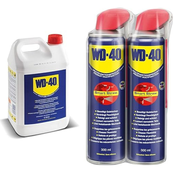 WD-40 Multifunktionsprodukt 5 litru Kanister & Multifunktionsprodukt Smart Straw 2x 300ml | Sprühöl | Schmieröl | Multifunktionsmittel