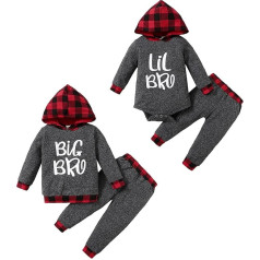 Borlai Baby Boys Brother Matching Outfits Liels mazs Hooded Top bikses uzvalks komplekts