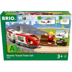 BRIO World 36079 Ceļojošā vilciena sākumkomplekts A, 22 detaļu koka rotaļu vilciena komplekts bērniem no 3 gadu vecuma