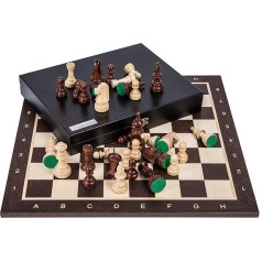 Square - Pro šaha komplekts Nr. 5 Wenge LUX - Šaha galds + šaha figūras Staunton 5 + kaste - koka šaha komplekts