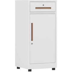OYYMTE Aktenschrank, Aktenschrank mit Schloss, 1 Schublade und 1 Tür, abschließbarer Aktenschrank for das Heimbüro (Color : Blanc)