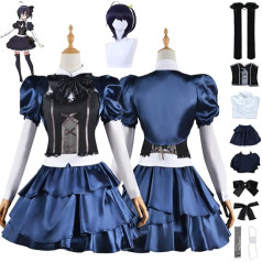 Tjmiaohao Anime mīlestība Chunibyo Citi maldi Takanashi Rikka Dekomori Sanae Cosplay kostīms apģērbs Blue Uniform parūka Complete Set Halloween Dress Up Suit sievietēm meitenēm