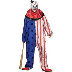 Ļauno klaunu kostīms Jumpsuit ar zvaigznēm ietver masku šausmu Killer Halloween izmēri L - XXL