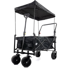 GardenTek Faltbarer Rollwagen auf Rädern, Festivalwagen für Camping, Garten, Strand, Einkaufen, Outdoor, mit Bremsen, Baldachin und Seitenbox, 90 kg Tragkraft, 120 l Kapazität