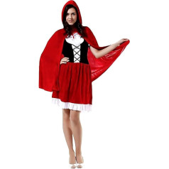 Inception Pro Infinite - Red Riding Hood kostīms - Fancy Dress - Karnevāls - Samts - Sarkana krāsa - Halovīni - Pieaugušais - Sieviete - Meitenes - Viens izmērs - Dāvanu ideja Ziemassvētkiem un dzimšanas dienai