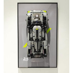 WETCEAOM displeja sienas stiprinājums Lego Peugeot 9X8 24H Le Mans Hybrid Hypercar 42156 Dekoratīvs rezultātu tablo Lego auto sienas stiprinājumam - ideāla dāvana Lego mīļotājiem, izmērs: 75 x 45cm