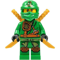 LEGO® Ninjago: Minifigūriņa Lloyd Garmadon (zaļais nindzja) ar zobena turētāju un divām katanām (zobeniem) 2015. gada versija