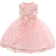 Baby Flower Girl Dress Sleeveless Lace Bowknot Princess Tulle Tutu Bridesmaid Wedding Christening Birthday Party Prom Dress