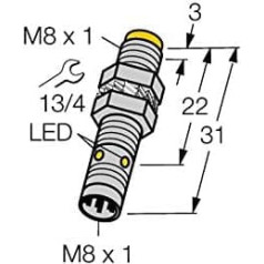 Turck Induktivitātes sensors nicht bündig NPN, Schließer NI3-EG08K-AN6X-V1131