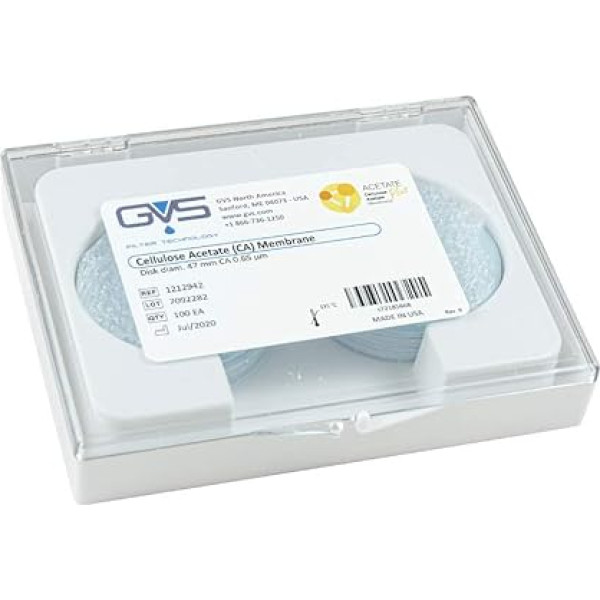 GVS Filter Technology, filtra disks, CA membrāna, 0,65 µm, 47 mm diametrs, 100 gab. komplektā