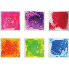 Crystiles Six (6) Assorted Colour 12 Inch x 12 Inch Liquid Floor Tile - Yellow and Orange, Yellow and Green, Purple, Red, Pink, Blue