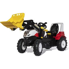 Rolly Toys rollyFarmtrac Steyr 6300 Terrus CVT 730025 (from 3-8 Years, Includes rollyTrac Loader and rollyAir Tyres, Seat Length and Height Adjustable), Red