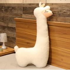 TRENSETGO Alpaca Plush Toy, Cuddly Toy with Long Neck, Side Sleeper Pillow, Home Decoration, Stuffed Toy, Cartoon Animal, Lama, Gift for Girlfriend, Children, Boyfriend, Lover (White -130 cm)