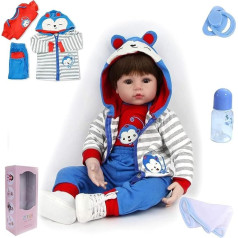 ZIYIUI Reborn Baby Doll - 19 Inch 48 cm Soft Vinyl Body with Handmade Realistic Newborn Baby Girl Boy Toy Gift Like A Real Baby