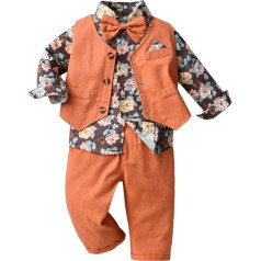 Kids Clothing for 6M to 7 Years Toddler Boys Long Sleeve Floral Prints T Shirt Tops Vest Coat Pants Child Kids Gentleman Outfits