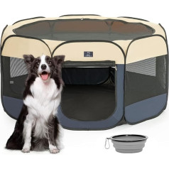 A 4 Pet Waterproof Puppy Playpen, Dog Playpen L with Removable Lid, Dog Playpen for Home, Folding Bowl