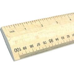 Wooden Ruler, 1 Metre, Ruler, Imperial and Metric Measurements, mm cm, Markings, Hardwood, School, Office, Tailor Bench with Handle for Easy Measuring (1 Meter Ruler)