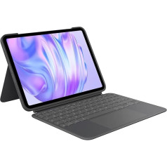 Logitech Combo Touch iPad Pro 11 collu (1., 2., 3. paaudzes - 2018, 2020, 2021) tastatūras futrālis, noņemams tastatūras futrālis, Click-Anywhere Trackpad, Smart Connector, vācu QWERTZ izkārtojums - pelēks