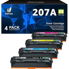 Ar mikroshēmu - 207A (W2210A) Toneris, kas saderīgs ar HP 207A multipaku HP 207X, kas paredzēts HP Color Laserjet Pro MFP M283fdw M255dw M282nw M283fdn M255nw W2210X W2210A M283 M282 M255 5 (4 iepakojumi) )