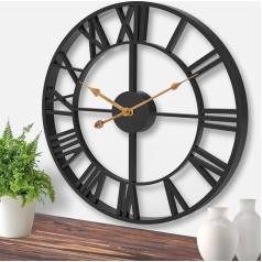 Pytha Sight Sienas pulkstenis Liels Vintage XXL sienas pulkstenis Moderns bez trokšņa, Liels pulkstenis Dzīvojamās istabas dekors ar retro romiešu cipariem, Metāla sienas pulksteņi Rustic Round Clock Wall for Home, Kitchen