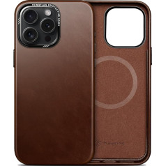 kingflag Ādas futrālis iPhone 15 Pro 6,1 collas - Īpaši plāns ādas vāciņš iPhone 15 Pro 6,1 collas (Vintage Brown) - MagSafe metāla pogām (Vintage Brown)